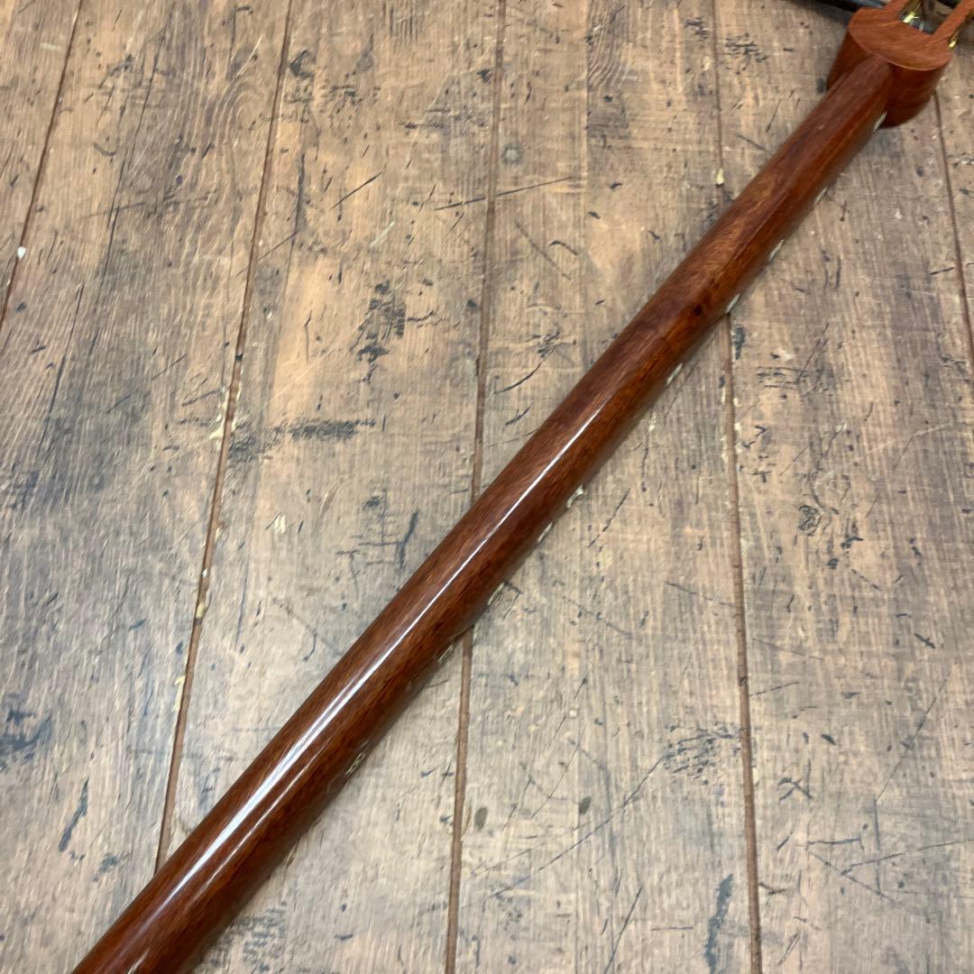 昭和レトロ 三味線 丸打胴 中棹 花梨 民謡 地唄 弦楽器 和楽器 ハードケース