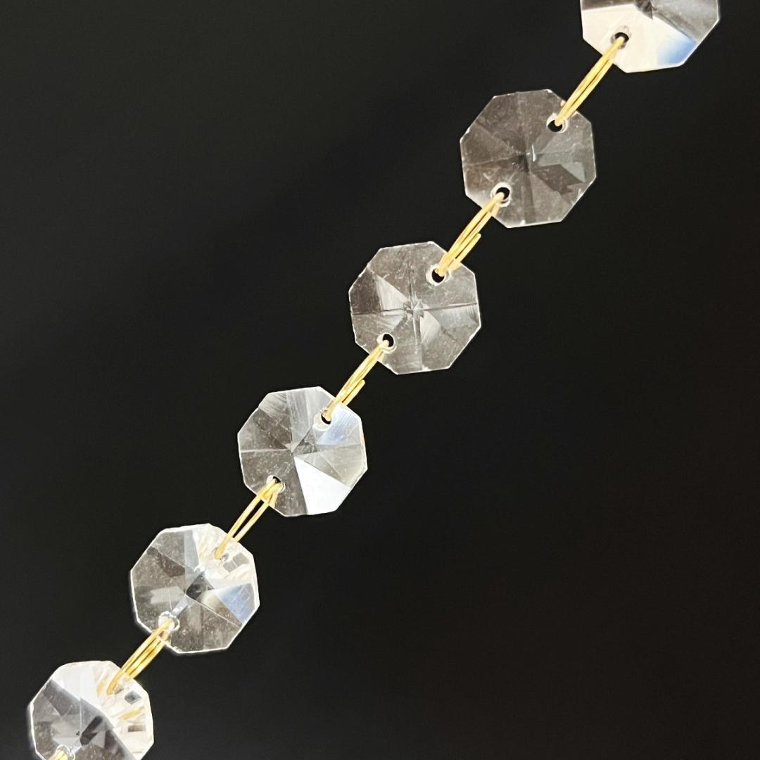 クリスタルガラスカーテン20本 八角 ゴールド丸カン のれん クリスタルチェーン