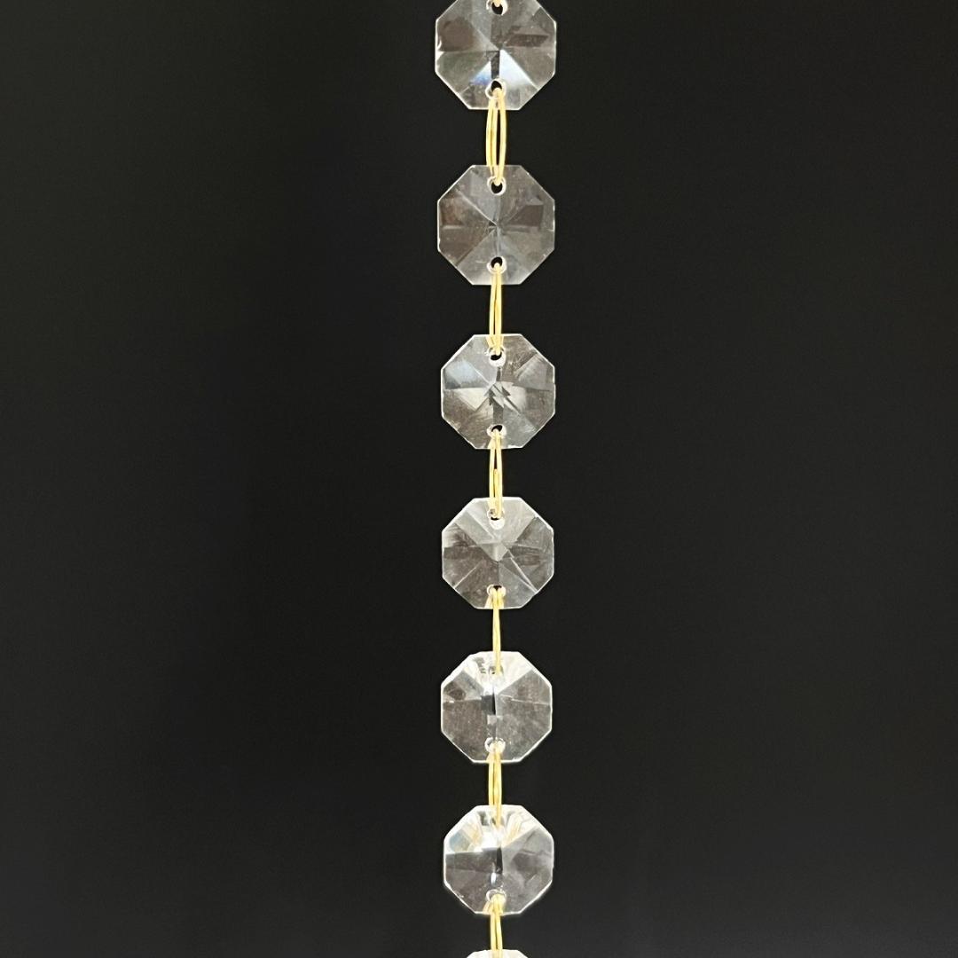 クリスタルガラスカーテン20本 八角 ゴールド丸カン のれん クリスタルチェーン