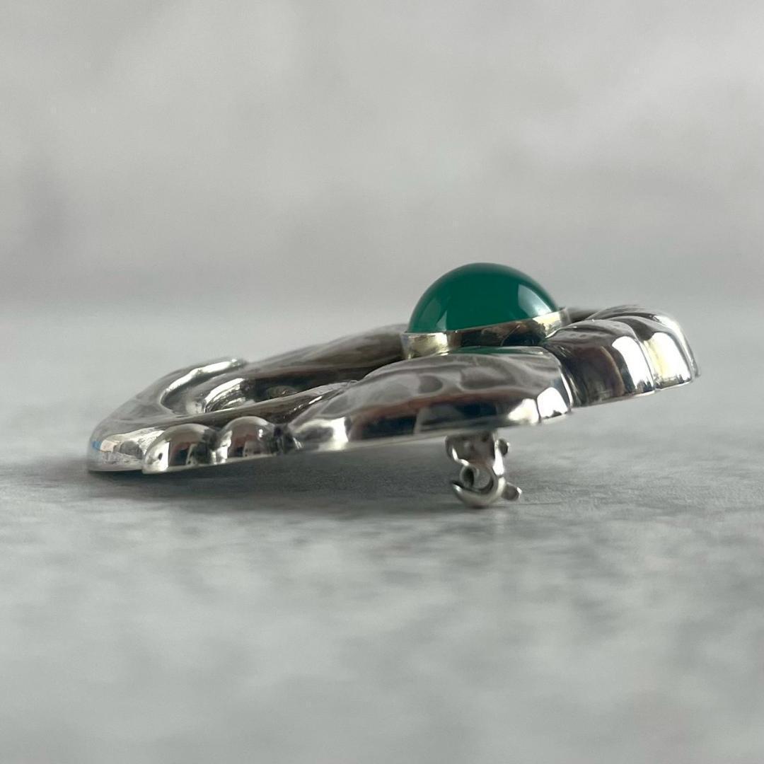 希少✨極美品 ジョージ ジェンセン 71 グリーンアゲイト ブローチ AG925