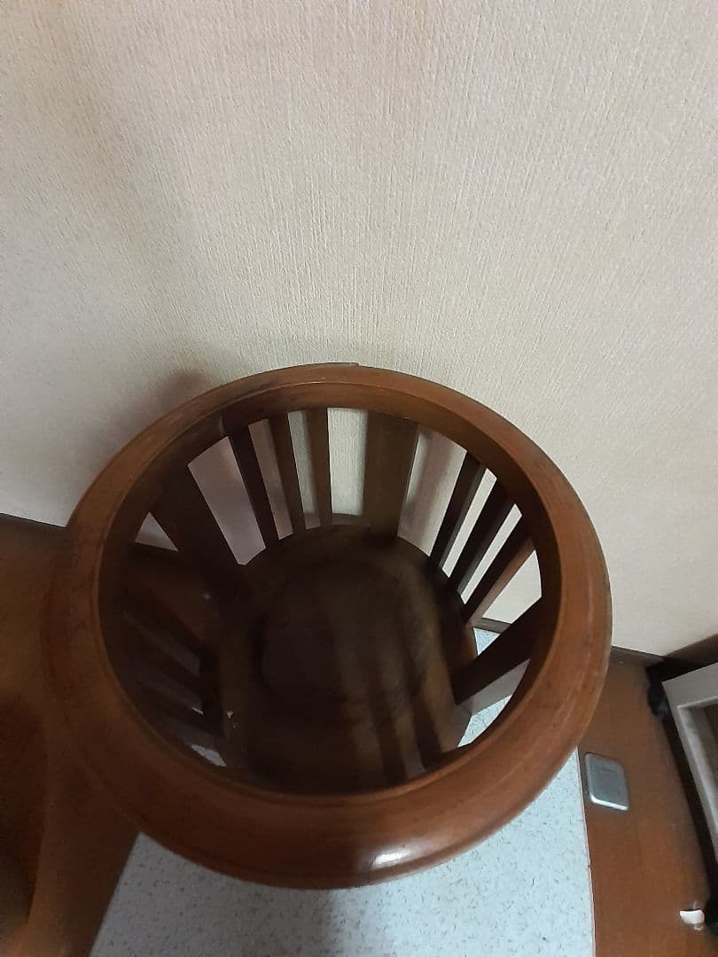 火鉢　木製 スラットデザイン ブラウン　台座付