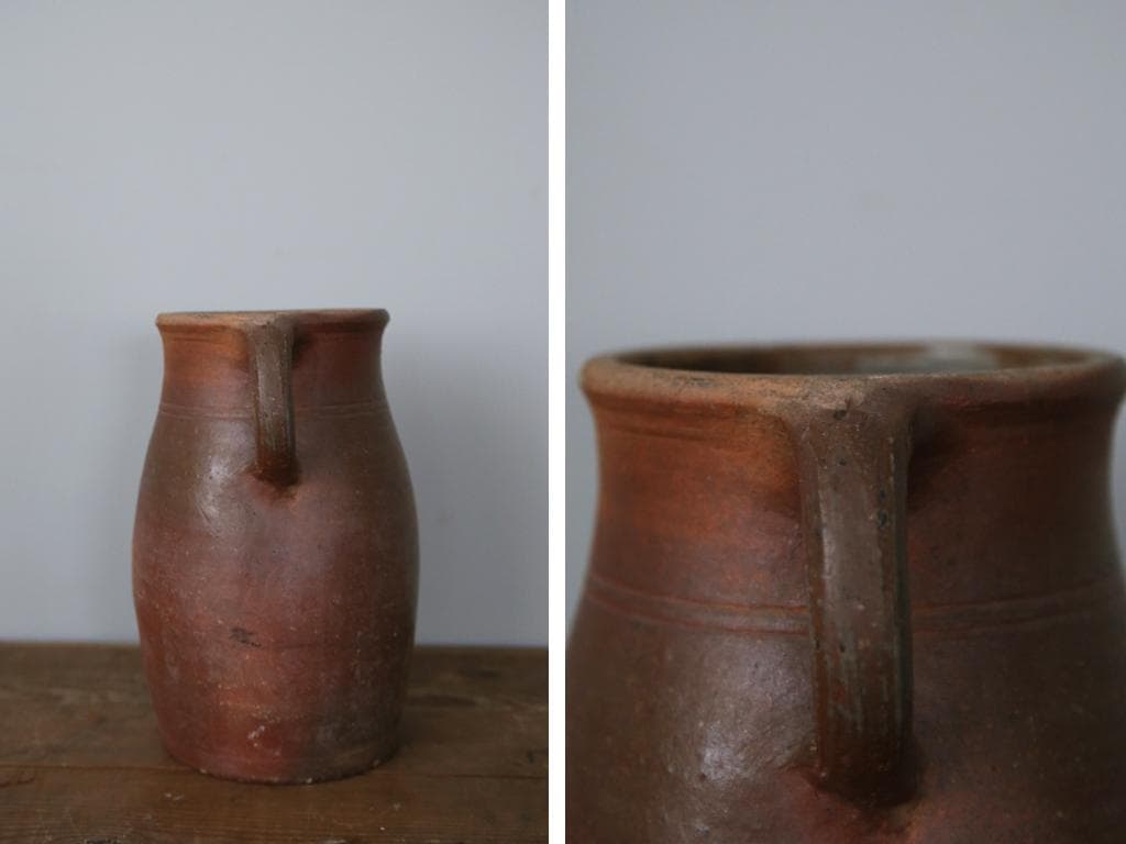 フランスアンティーク陶器ボトル//花瓶/花器/フラワーべース(86-56-1)