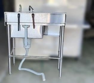 マルゼン 業務用ステンレス製1槽式シンク 台形 バックガード・水栓・水切り付