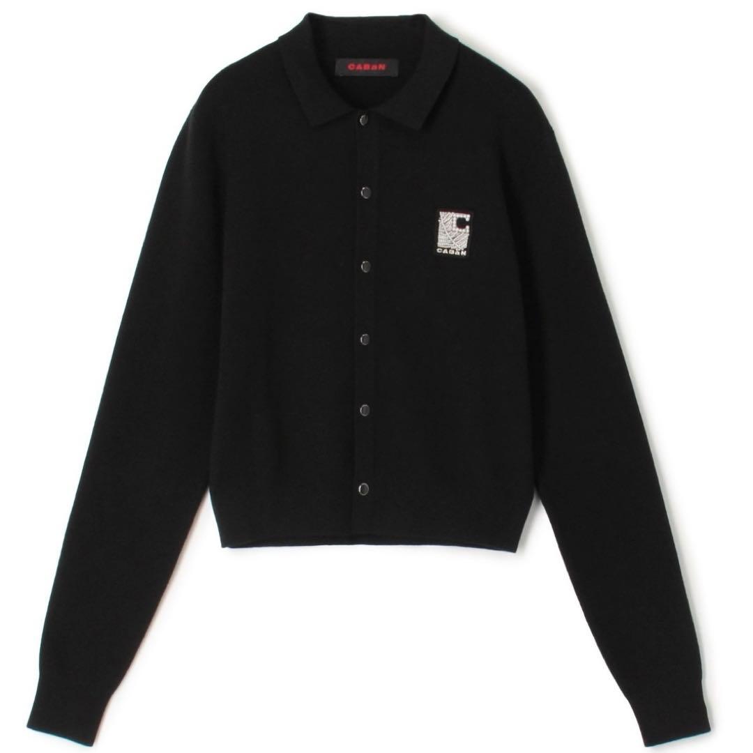 CABaN コットンカシミヤ パールロゴポロカーディガン