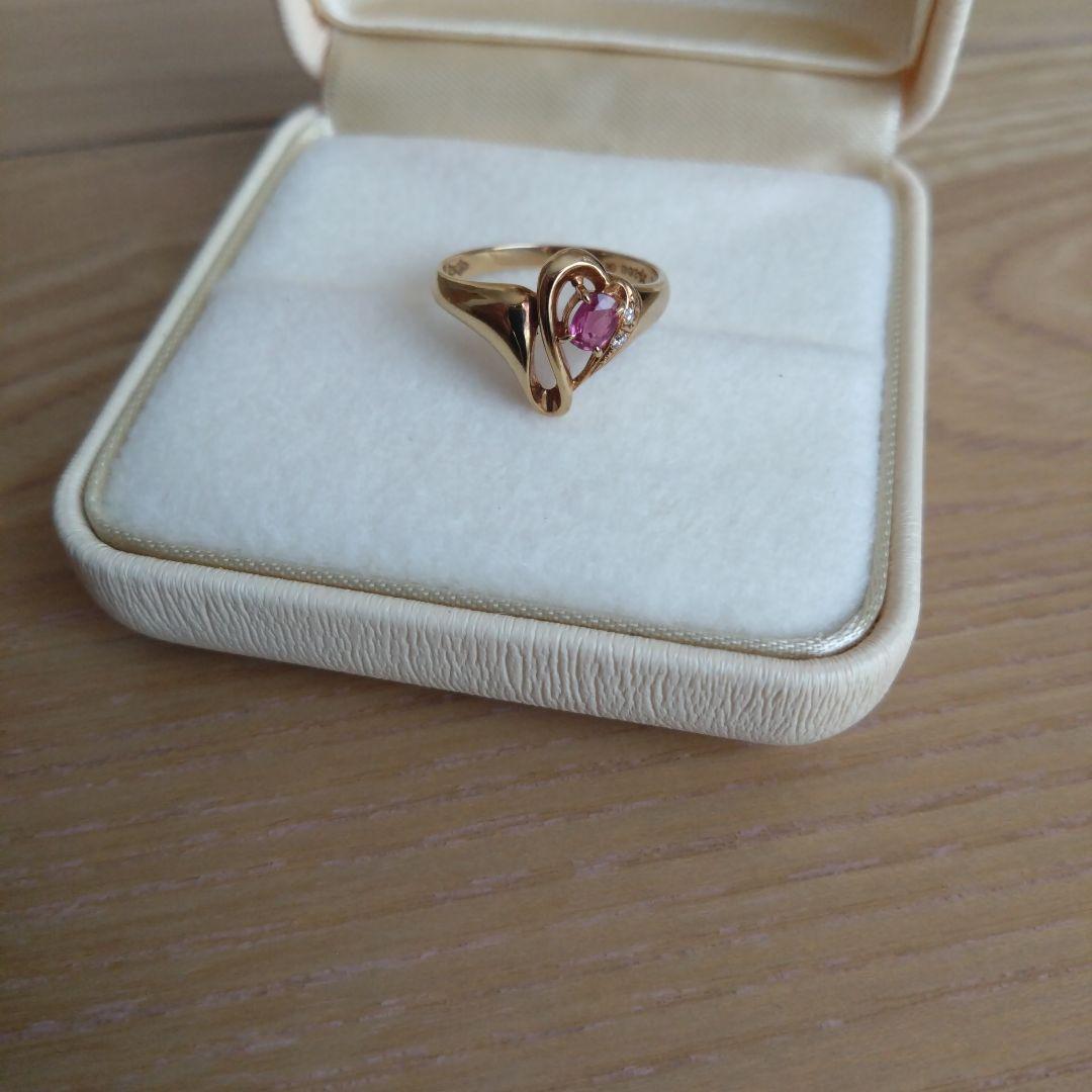 K18 造幣局マーク 750 ルビー ダイヤ リング