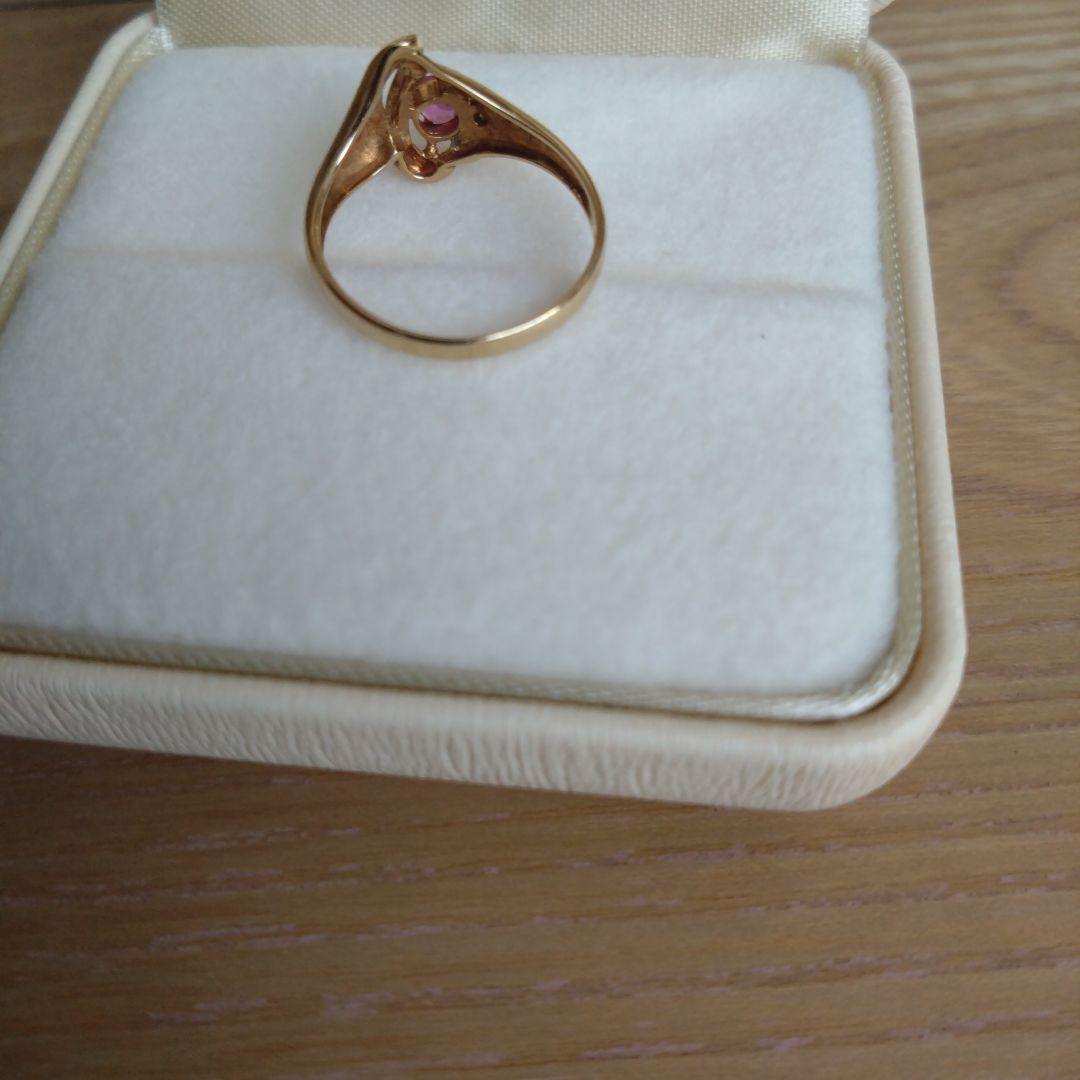K18 造幣局マーク 750 ルビー ダイヤ リング