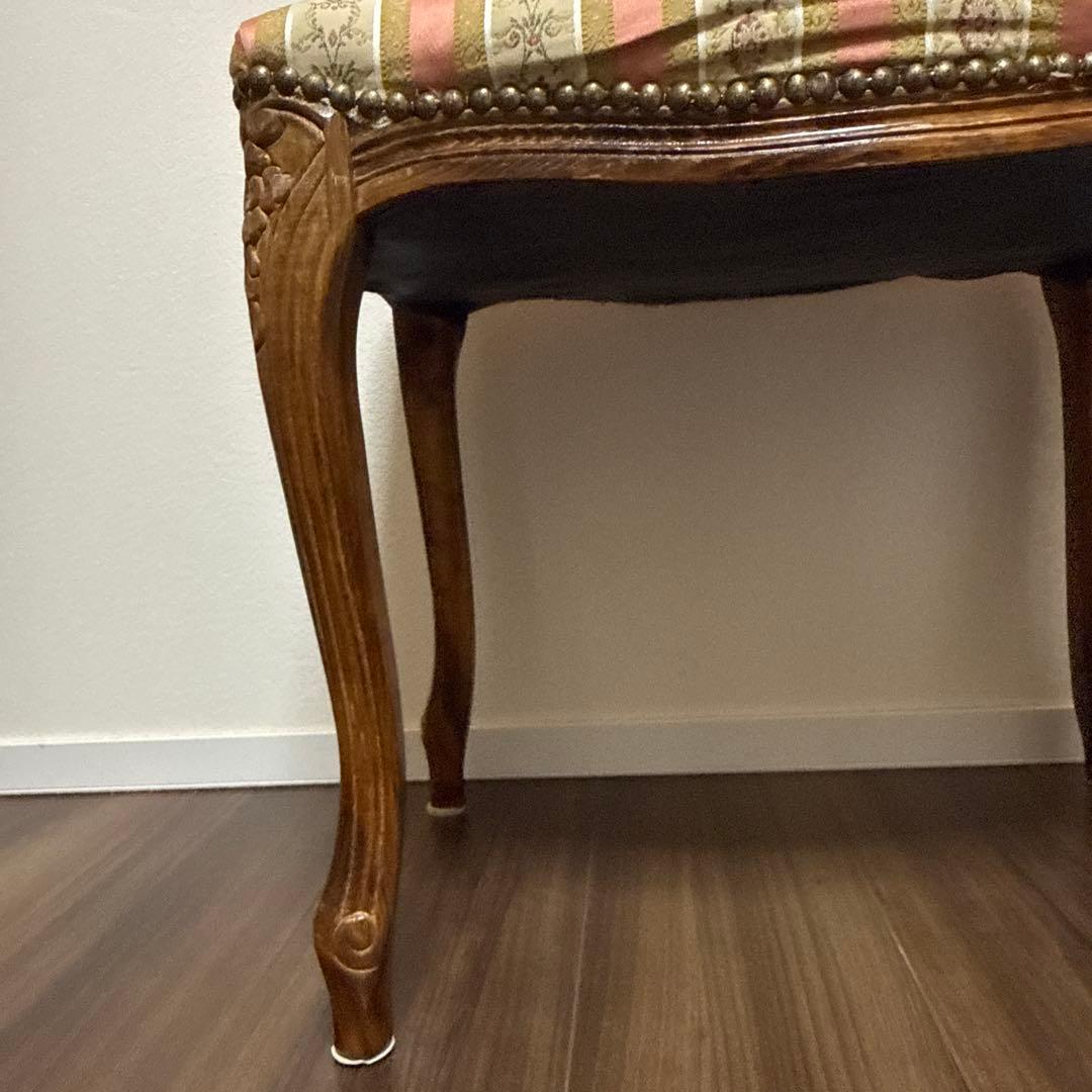 イタリア製 スツール チェア 椅子 猫脚 腰掛け ピンク ストライプ