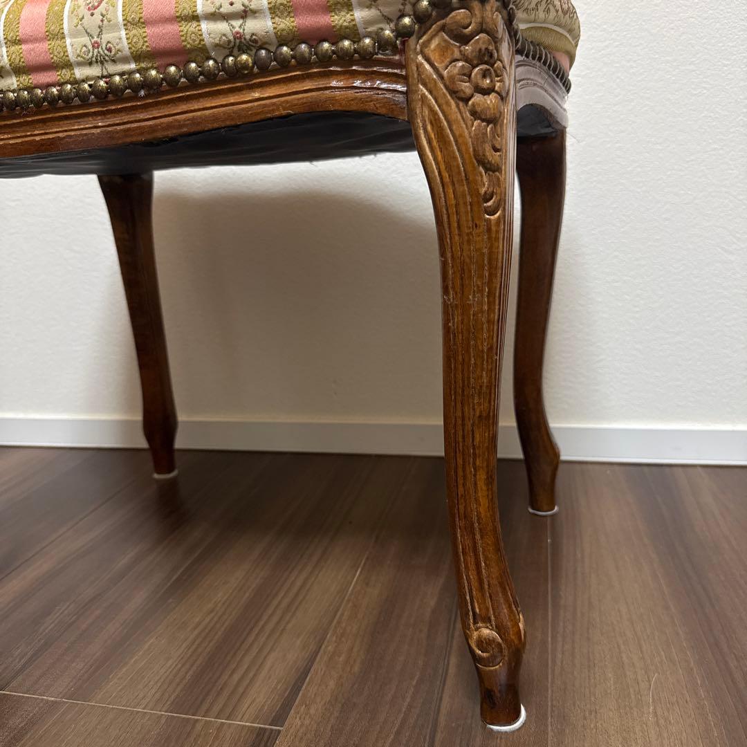 イタリア製 スツール チェア 椅子 猫脚 腰掛け ピンク ストライプ