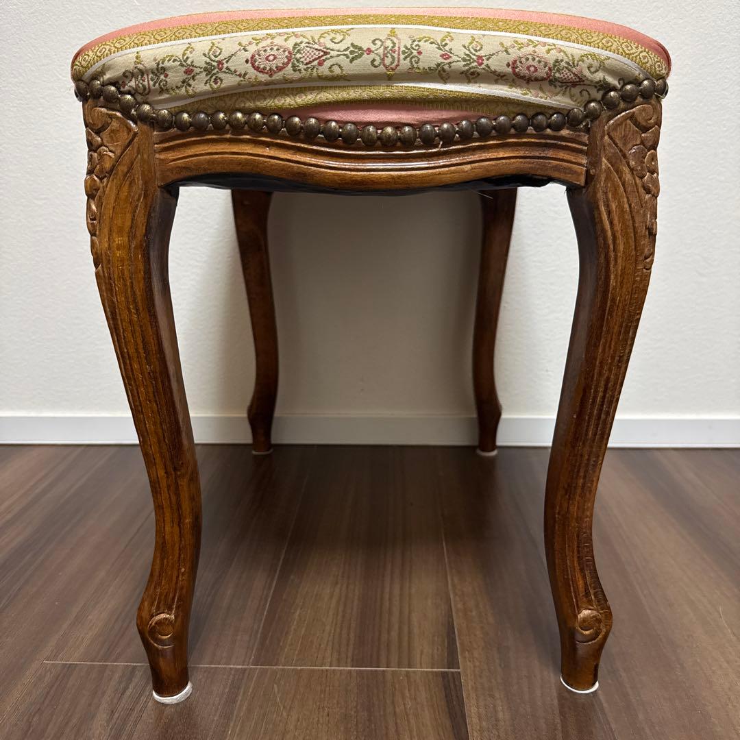 イタリア製 スツール チェア 椅子 猫脚 腰掛け ピンク ストライプ