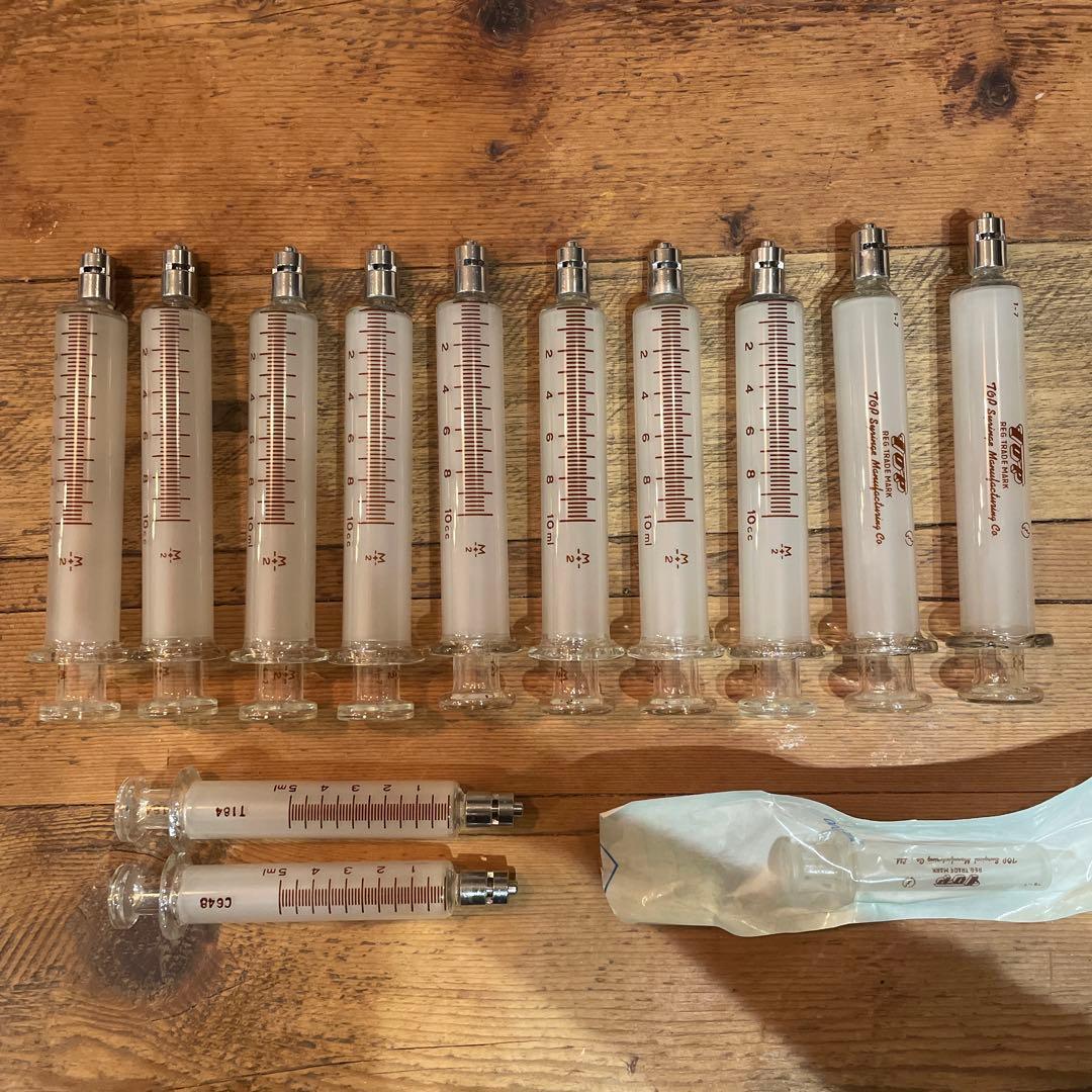 トップ硝子注射筒 10cc10本 5cc2本ルアーロックインターチェンジャブル