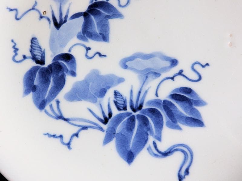 古伊万里　染付　朝顔の図　6寸皿　江戸中期 　A889AS-BGp