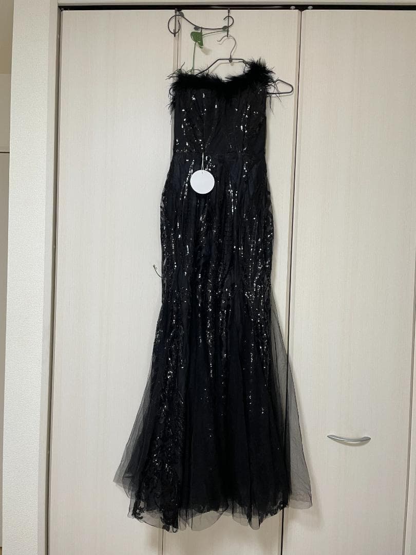 イブニングドレス　パーティードレス　スパンコール　カラーブラック　サイズXL