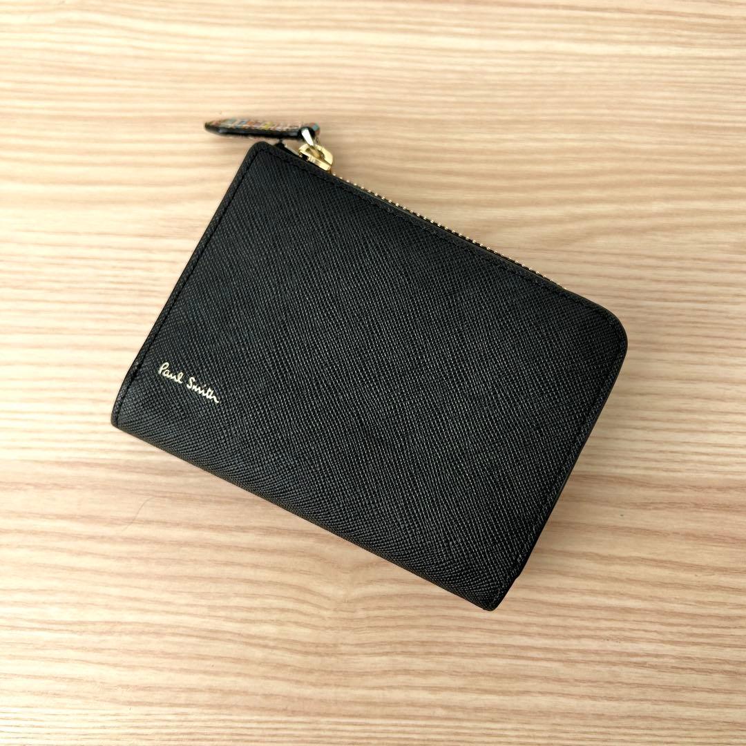 【未使用近✨️】Paul Smith ジップストローグレイン 2つ折り財布 黒