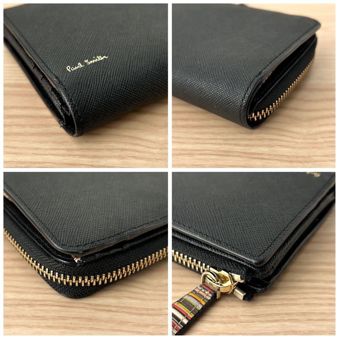 【未使用近✨️】Paul Smith ジップストローグレイン 2つ折り財布 黒