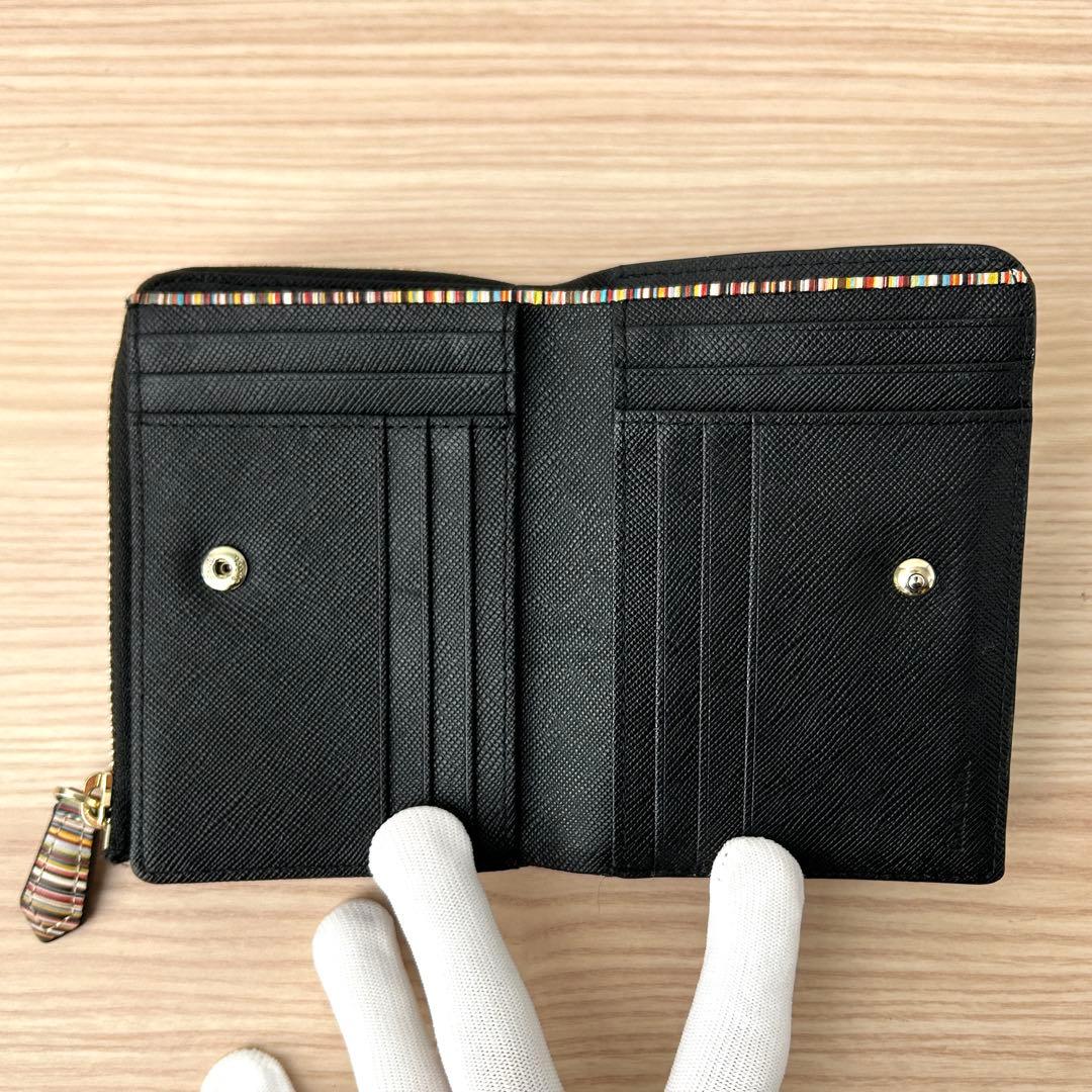 【未使用近✨️】Paul Smith ジップストローグレイン 2つ折り財布 黒