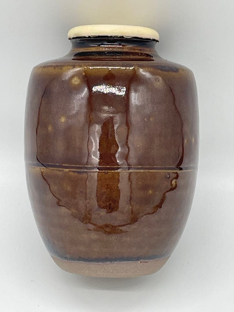 【美品】高取焼 清水茂生 造 茶入 肩衝 煎茶道具 茶道具 共箱 専用袋付き