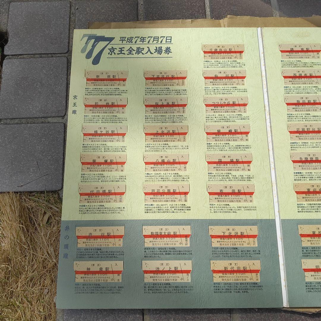 【京王電鉄】使用済平成７年７月７日京王全駅入場券