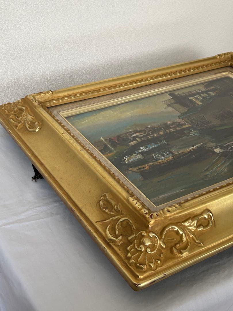 高橋益之 【小樽運河】油絵　F4号　油彩画　額縁