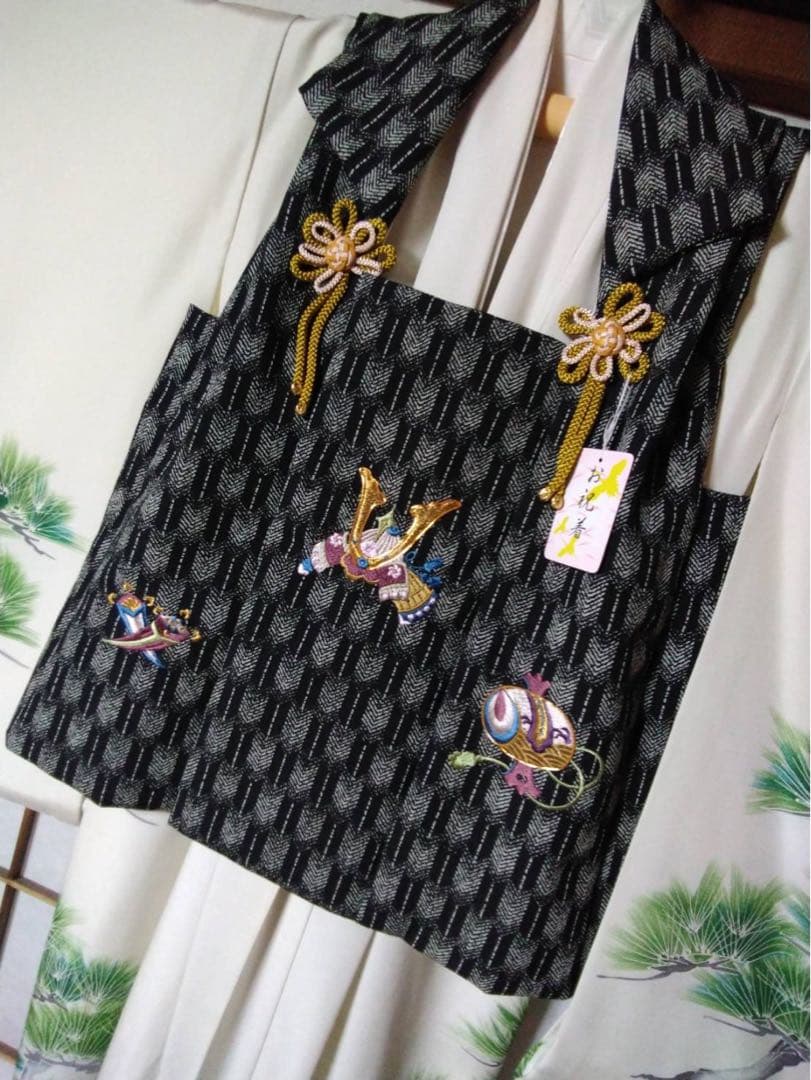 男の子用・3歳から5歳向け・表側正絹・お着物とお被覆セット・目立たない汚れあり