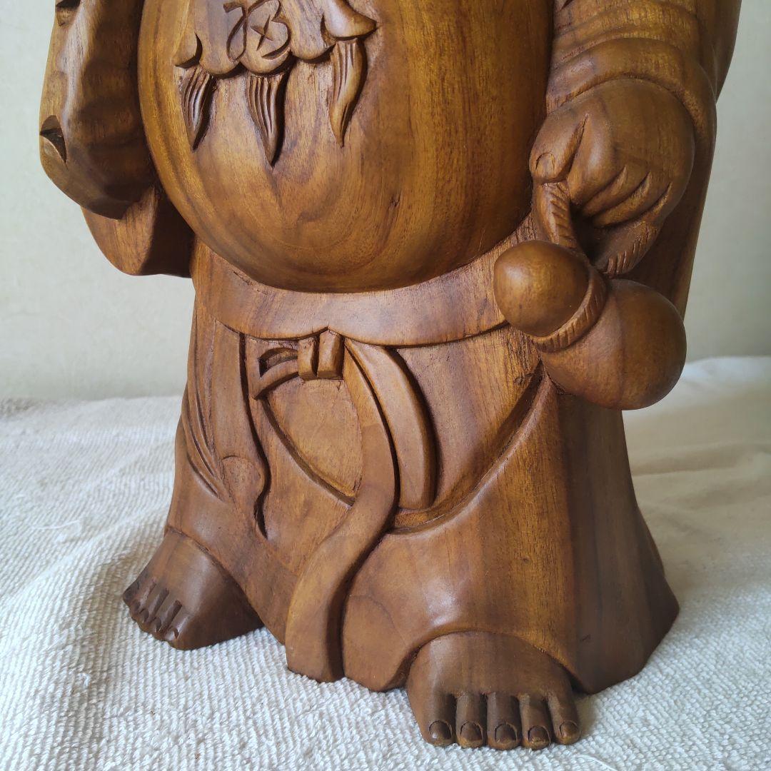 美品 布袋様 35㎝ 3㎏ 芯材上等品の木彫り 布袋尊 蔵出し