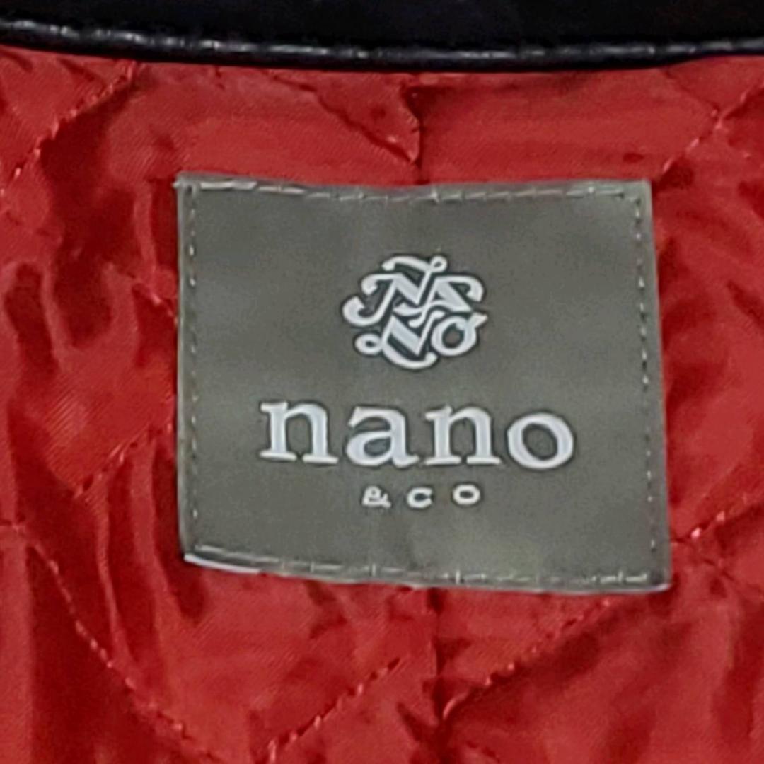 美品 M ナノユニバース 羊革 シングル ライダース 黒 中綿 キルティング