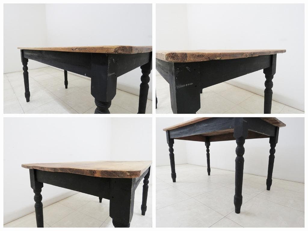 きつねっ子様 ヴィンテージ パイン材ダイニングテーブル シャビー検イギリスフラン