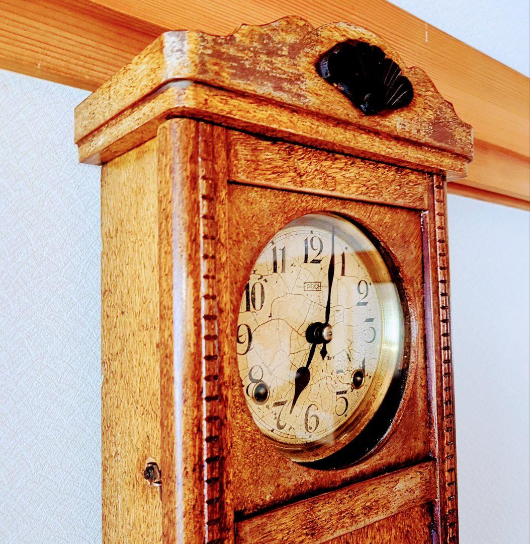 〈OH済完動・美品〉今津時計店EPOCH印　宮型ゼンマイ振り子掛け時計