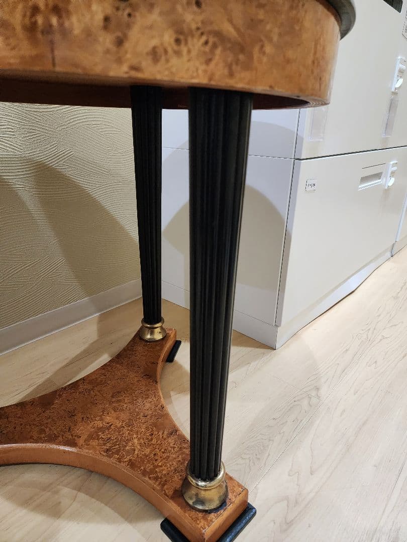 イタリア製最高級サイドテーブル　バーズアイメープル　大理石　40万円　引取限定