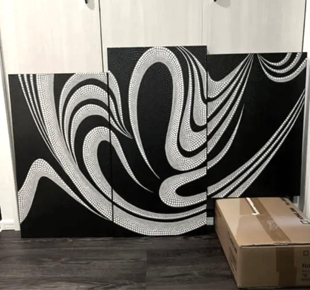 バリ絵画　ドットアート　3連