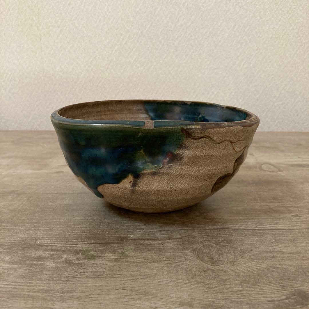 古瀬戸　織部　時代抹茶茶碗　江戸末〜明治〈検 絵志野　加藤春岱　美濃焼