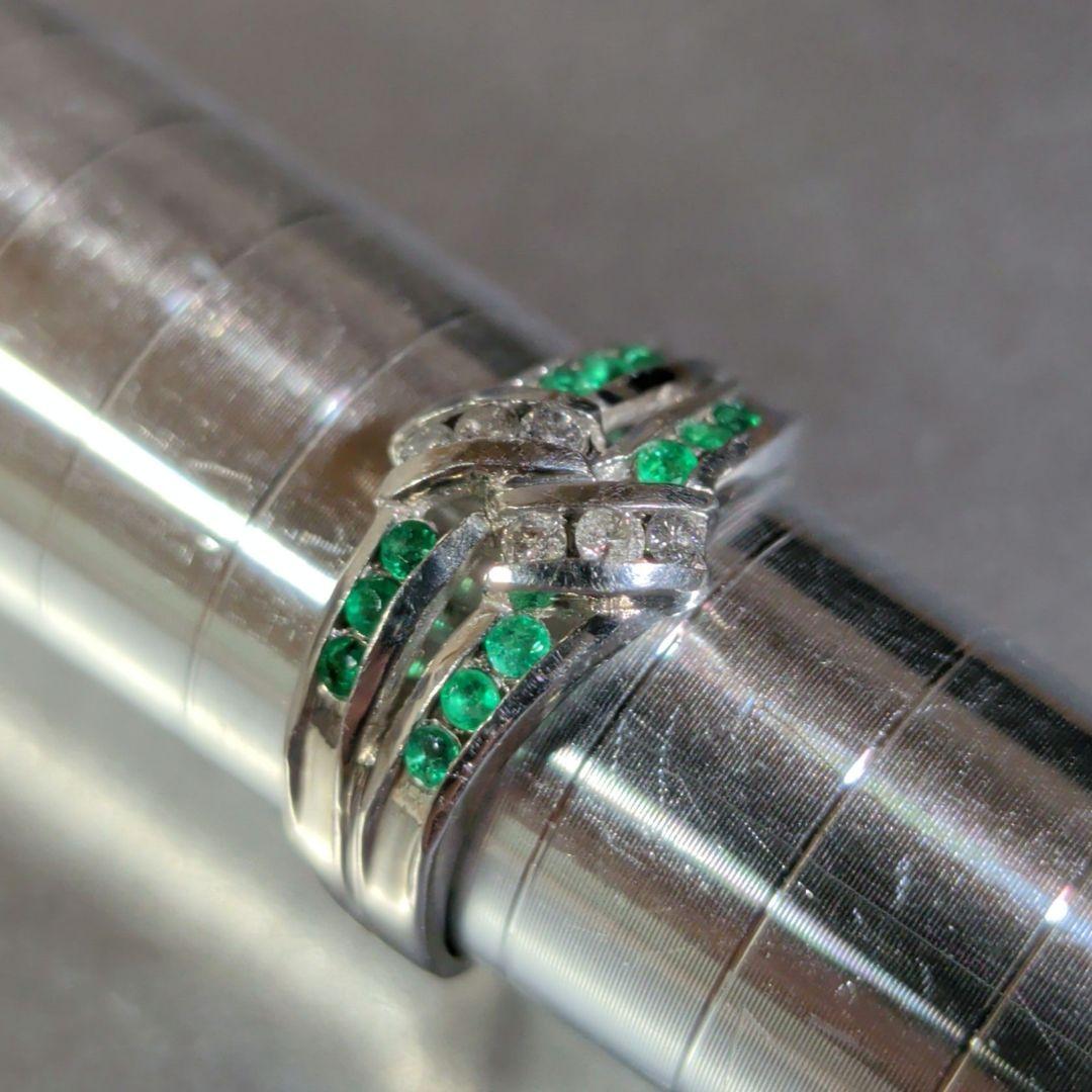リング　Pt900　エメラルド計0.25ctダイヤモンド計0.12ct4.87g