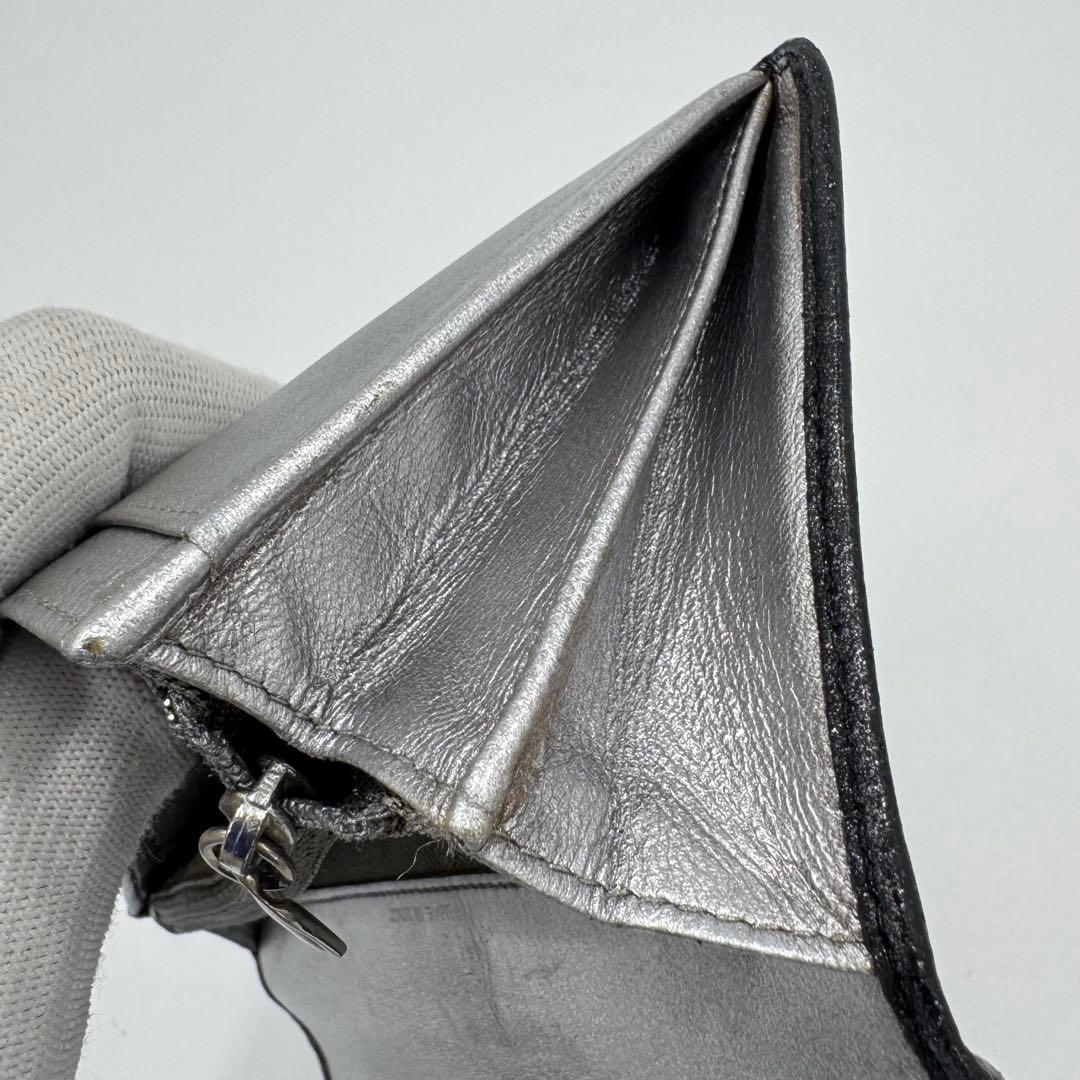 CHANEL シャネル マドモアゼル レザー 2つ折り 長財布 黒 シルバー