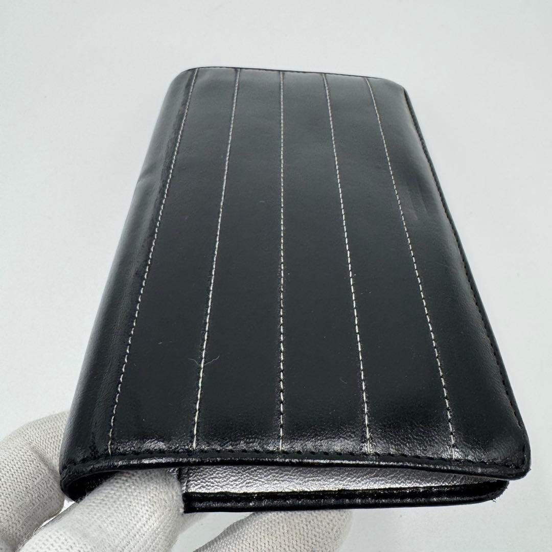 CHANEL シャネル マドモアゼル レザー 2つ折り 長財布 黒 シルバー