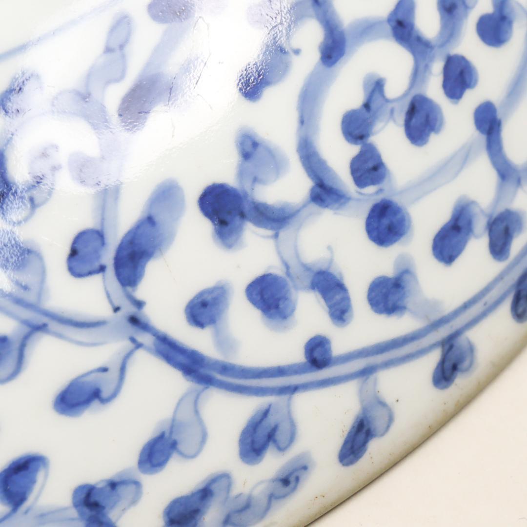 古伊万里 太明成化年製 染付 蛸唐草文 松竹梅図 尺皿