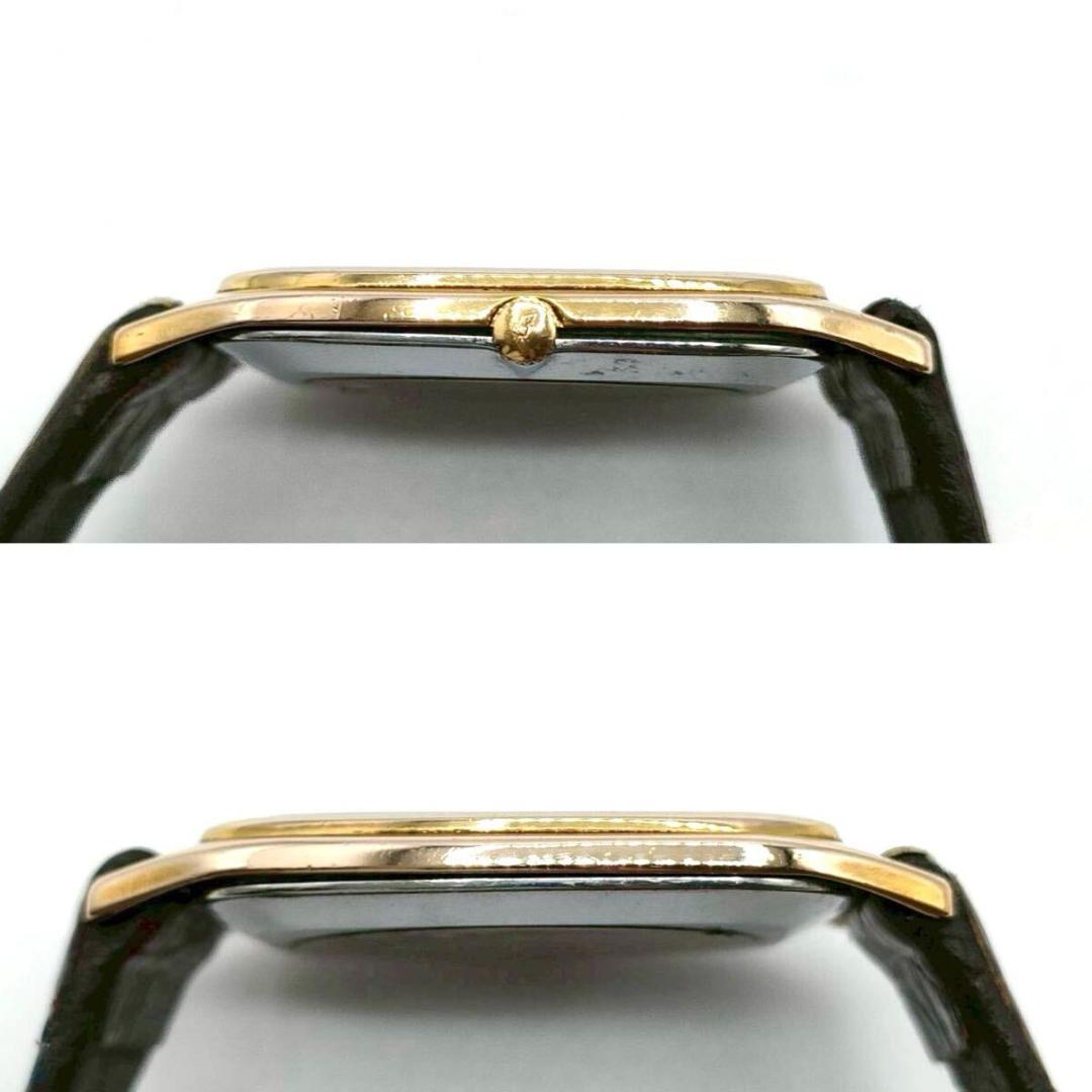 稼働品✨LONGINES レザー QZ ゴールド文字盤 2針 腕時計 メンズ