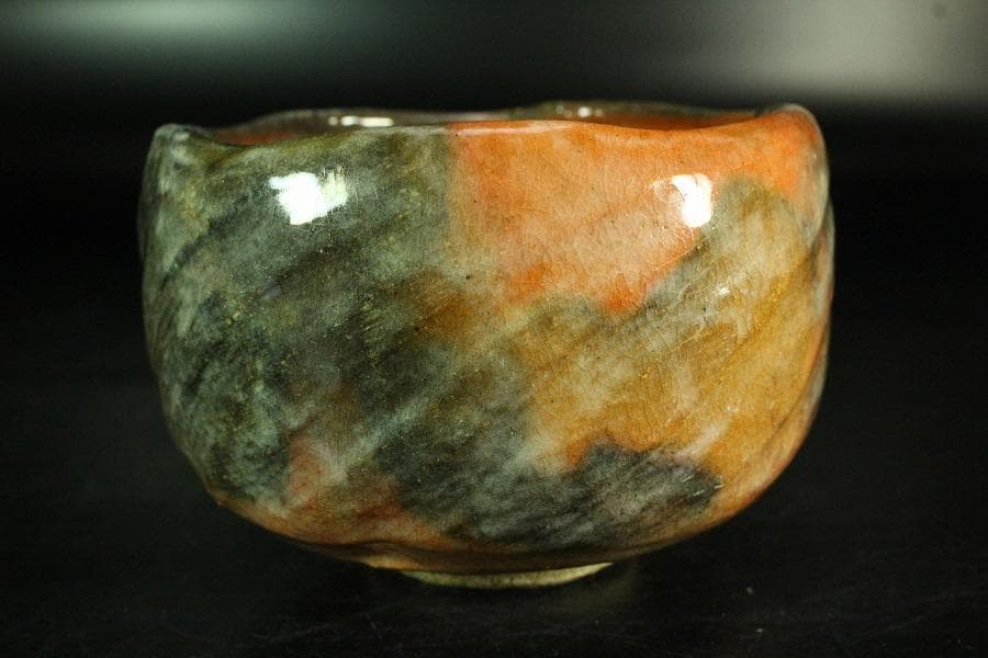 茶道具 小川長楽作 赤楽茶碗 書付(K-XA949)