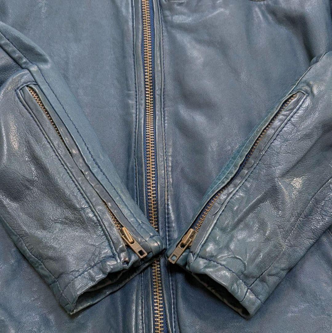 AVIREX アヴィレックス レザージャケット 羊革 ターコイズブルー Mサイズ