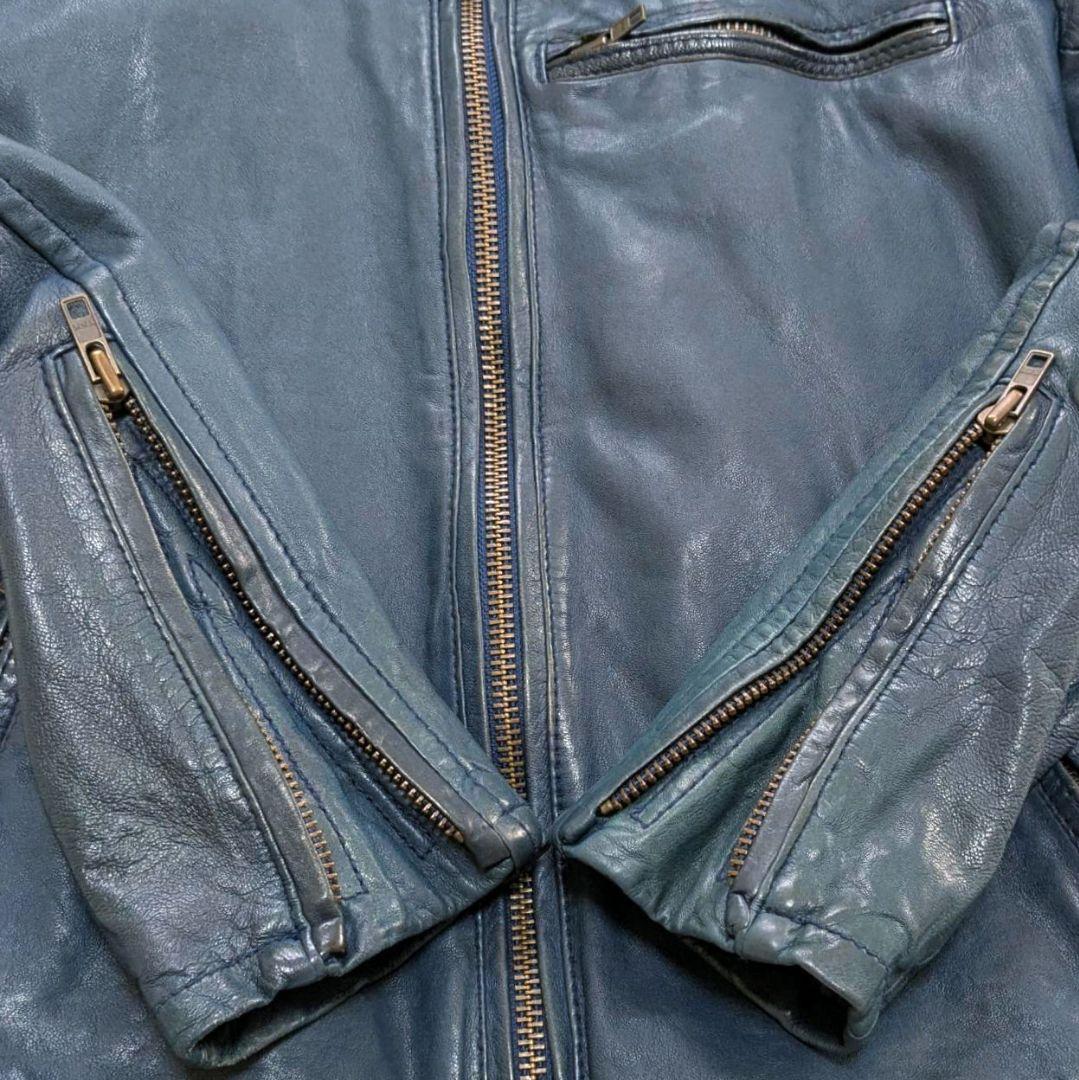 AVIREX アヴィレックス レザージャケット 羊革 ターコイズブルー Mサイズ