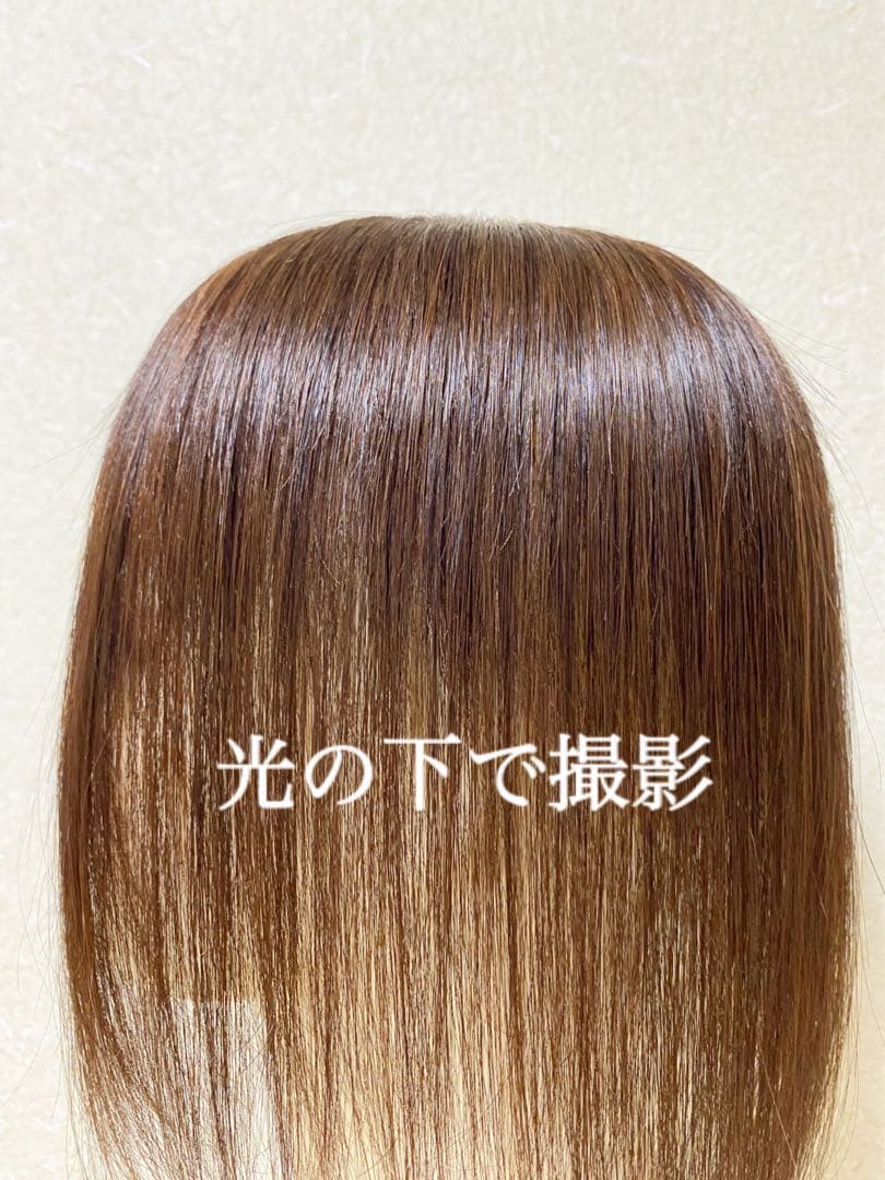 人毛100% ヘアピース　ブラウン28 シルクスキン　総手植え引き抜き　前カット