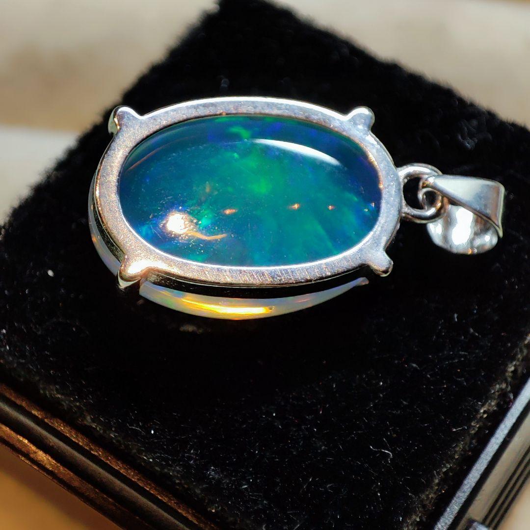 天然石エチオピアオパール　ペンダントトップ　ハンドメイド　Silver 925㉔