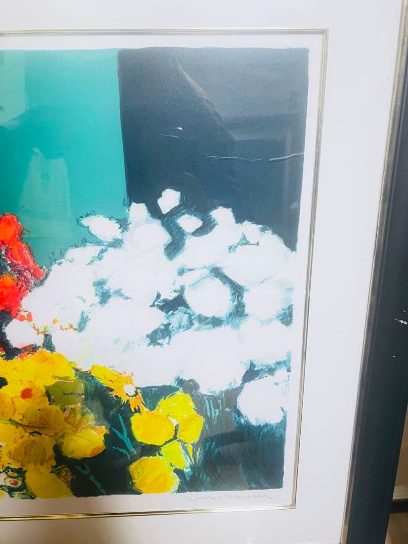 ジャン・クロード・アレンバック作 リトグラフ 版画 サイン入り グラジオラスの花