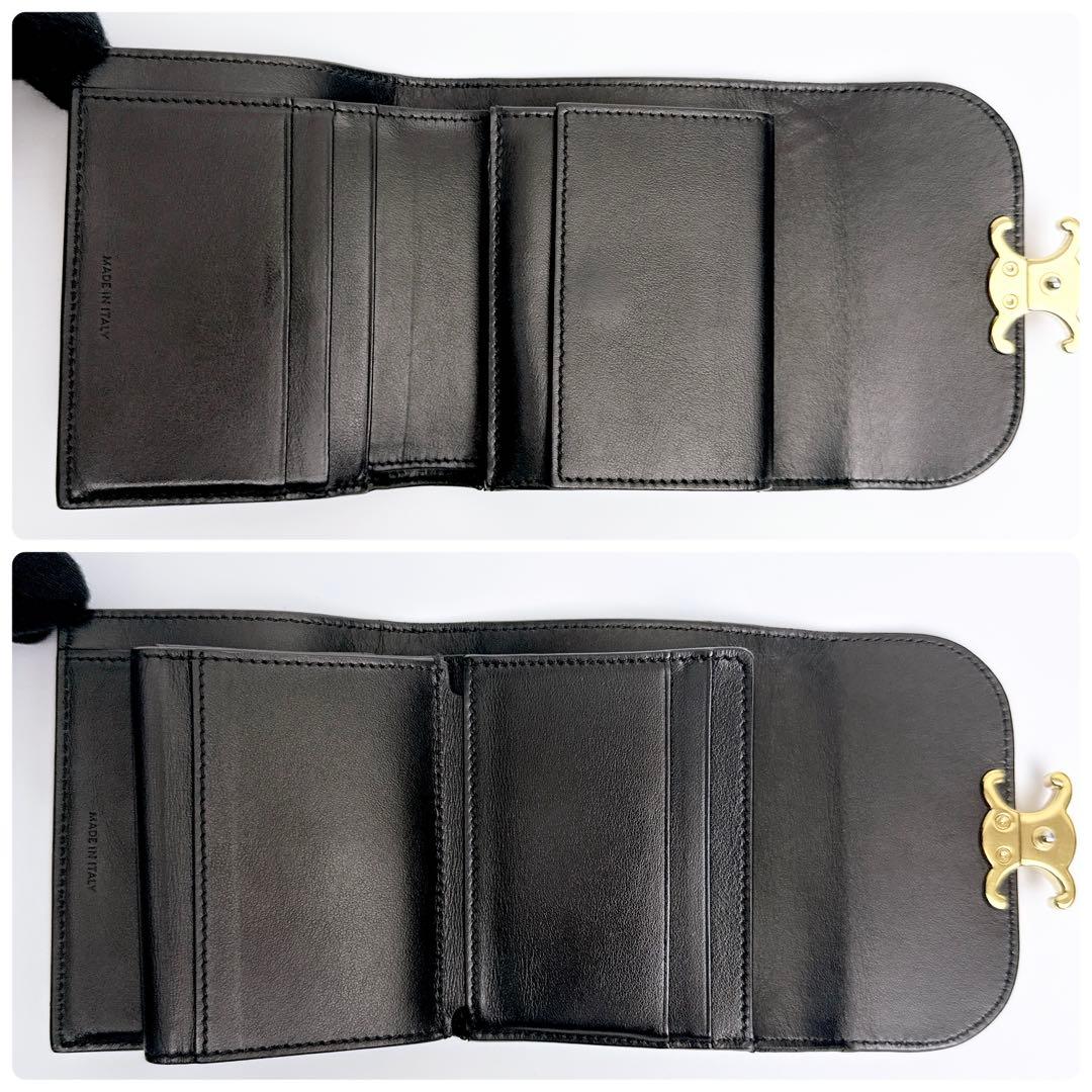 セリーヌ スモール フラップウォレット トリオンフ カーフスキン 三つ折り財布
