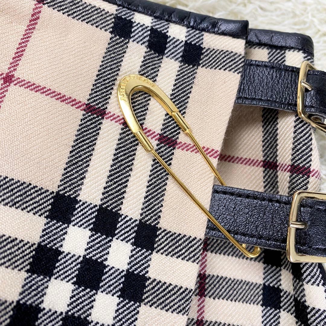 極美品 バーバリー ノバチェック スカート 安全ピン 三陽商会 38 ベージュ