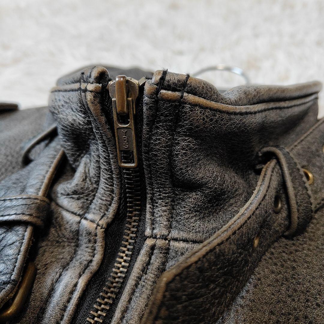 Y'2 LEATHER　レザー シングルライダース　M〜 L 牛革　グレー