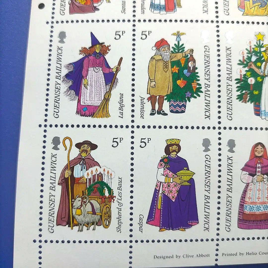 4518 外国切手 ガーンジー 1985年クリスマス シートおしゃれデザイン
