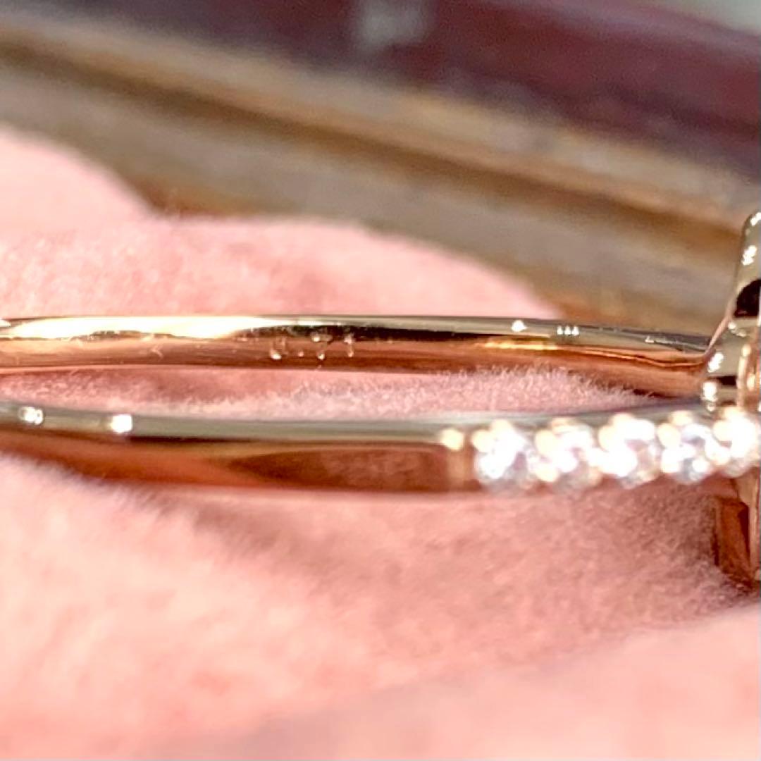 鑑別書付 K18PG 0.71ct四つ葉クローバーミル打ち天然ダイヤモンドリング