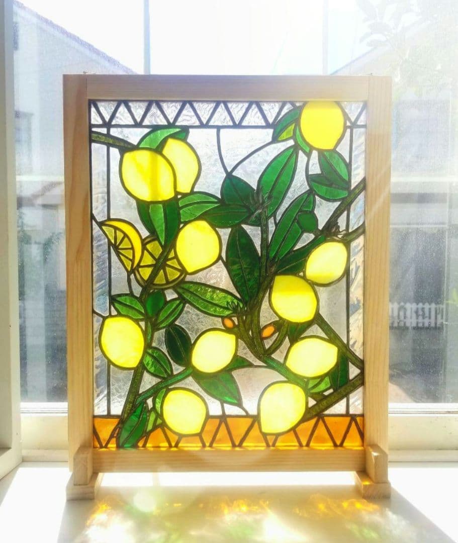 るるる　ステンドグラス　レモンモチーフのパネル(徳大サイズ)