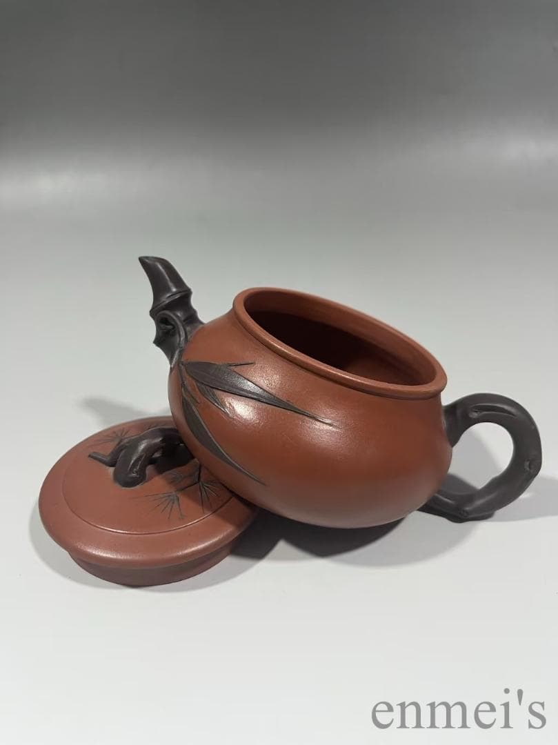 中国古美術 中国宜興 紫砂壺 歳寒三友壺 底款:顧景舟 原鉱紅泥 急須 陶器茶器