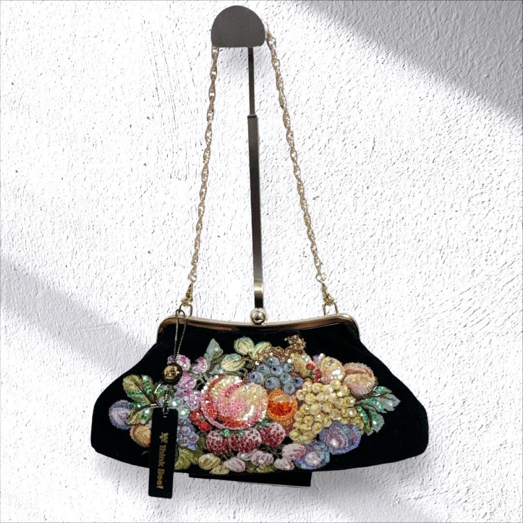 THINK BEE! ショルダーバッグ チェーン スパンコール がま口 ゴブラン