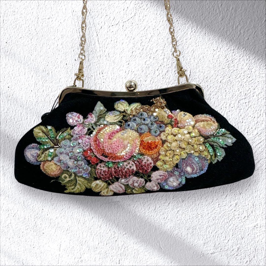 THINK BEE! ショルダーバッグ チェーン スパンコール がま口 ゴブラン